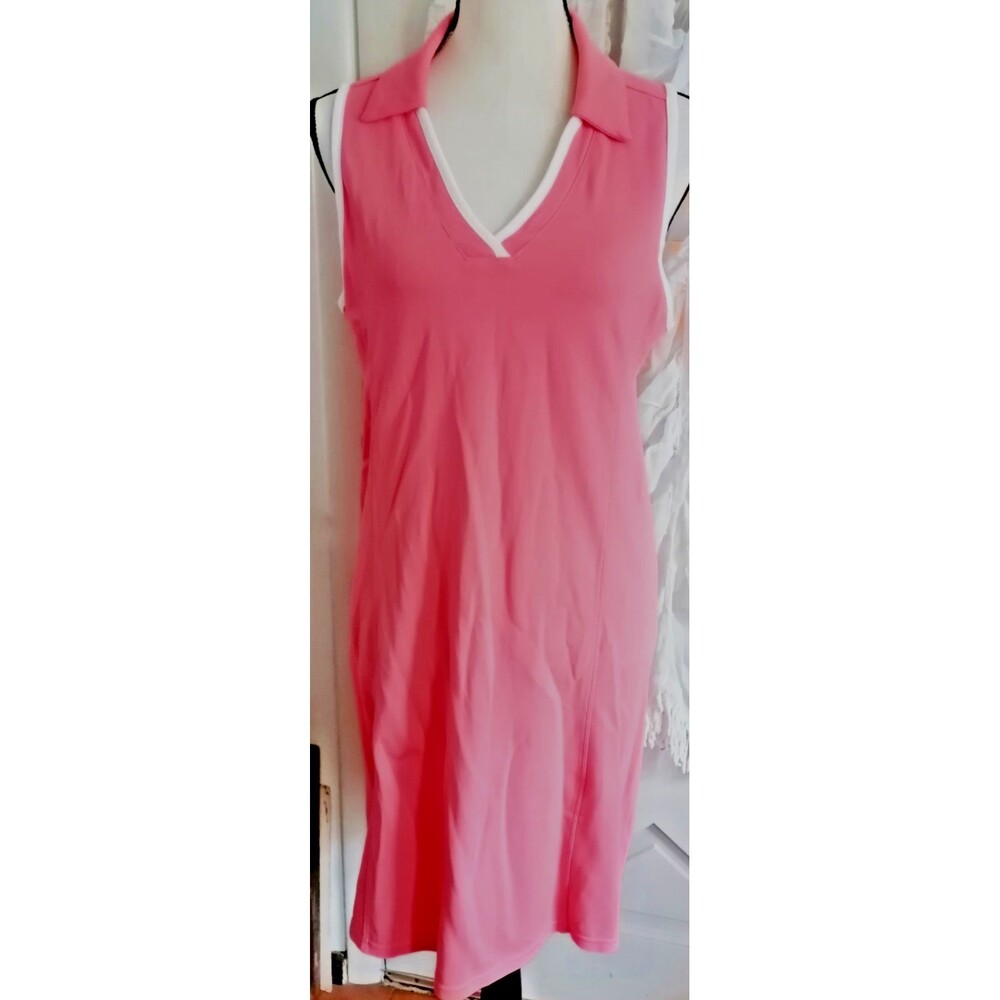 T by Talbots Polo Tennis Dress Sleeveless Women Size M Orange White Trim